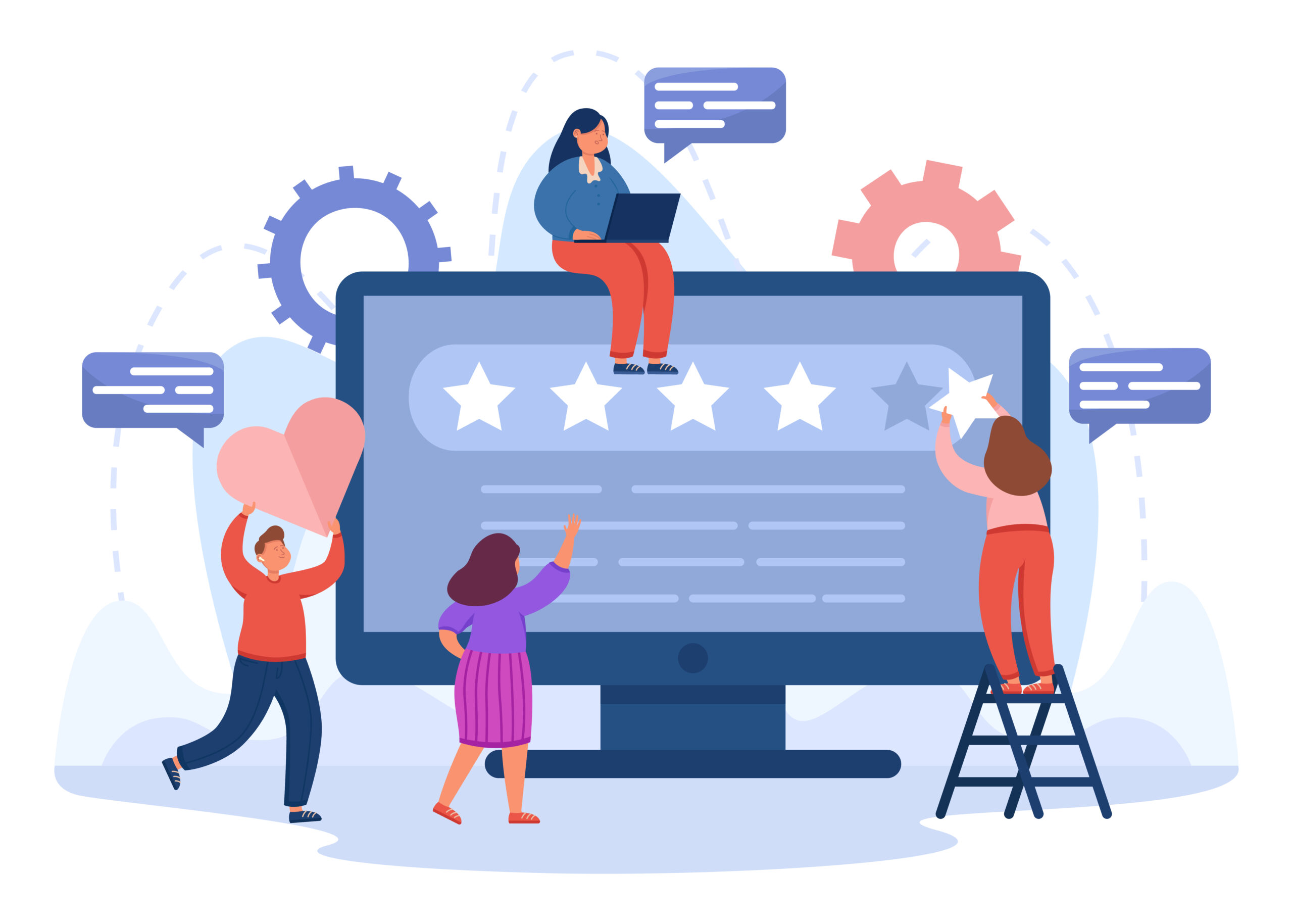 Team of analysts working on brand reputation in social media