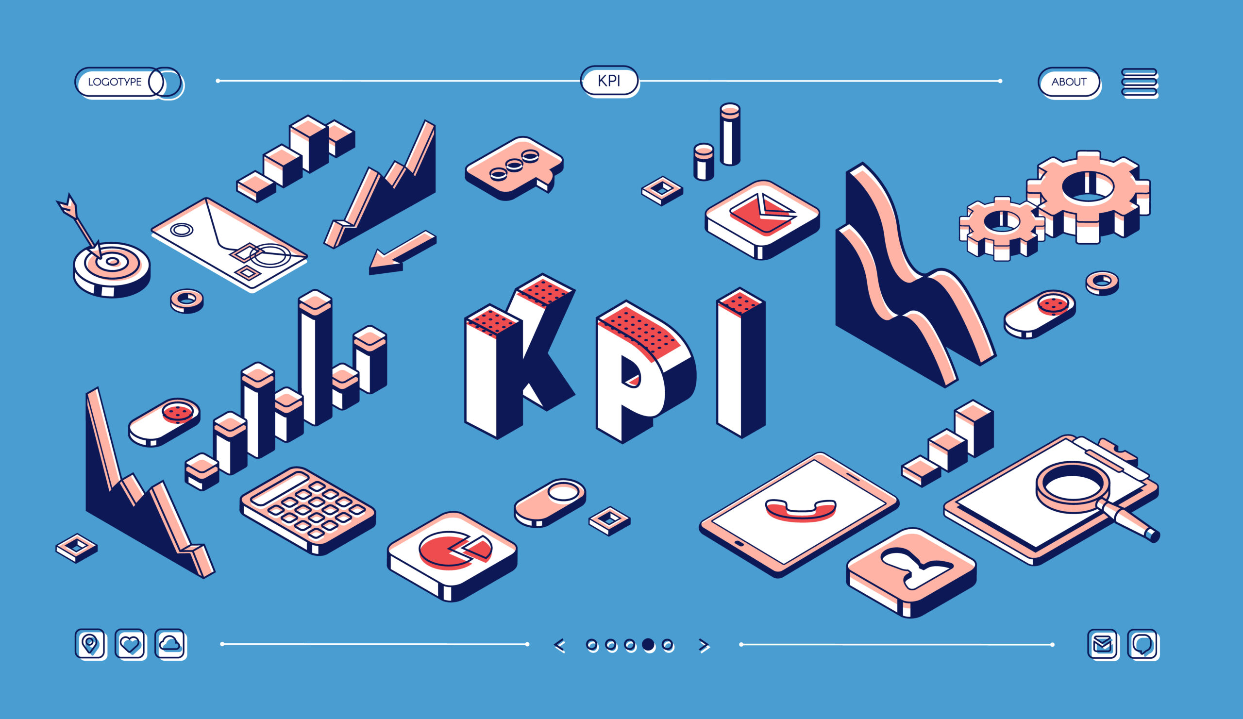 Key performance indicators isometric landing page