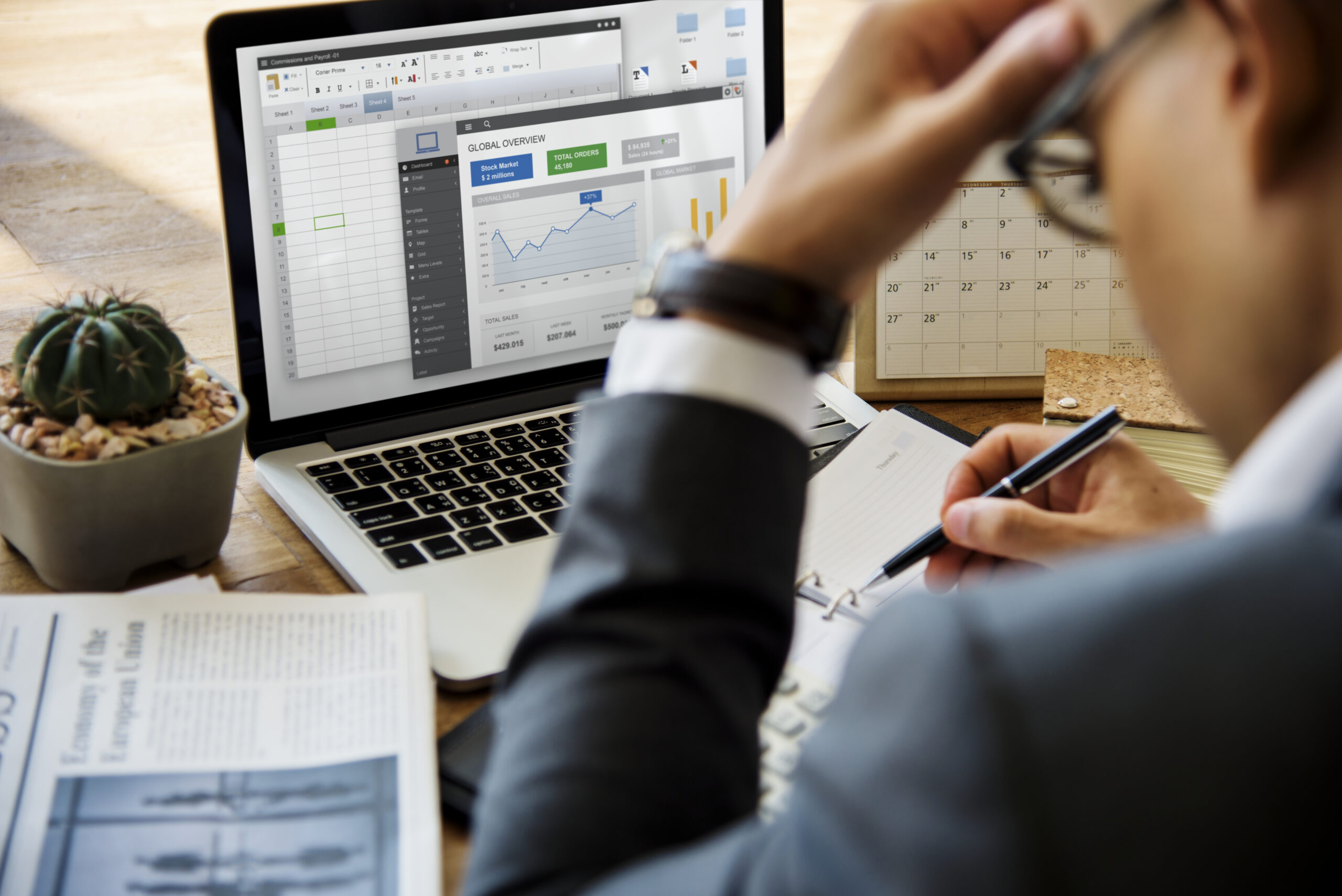 A business man at workstation