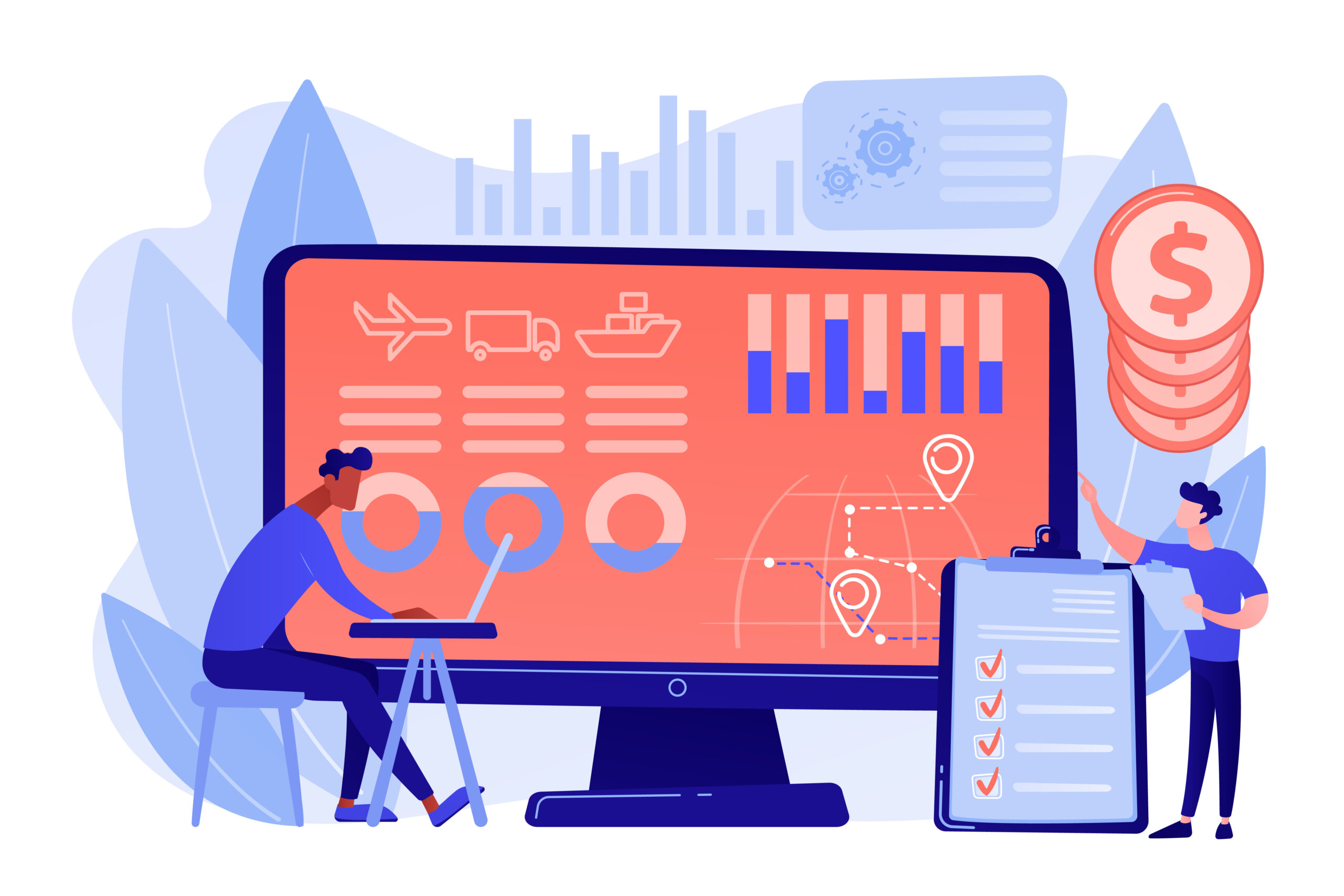 Supply chain analytics concept vector illustration